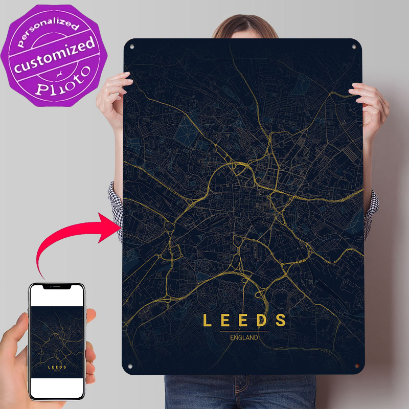 Retro Gaming Leeds - Poster artistico con mappa di Leeds,
