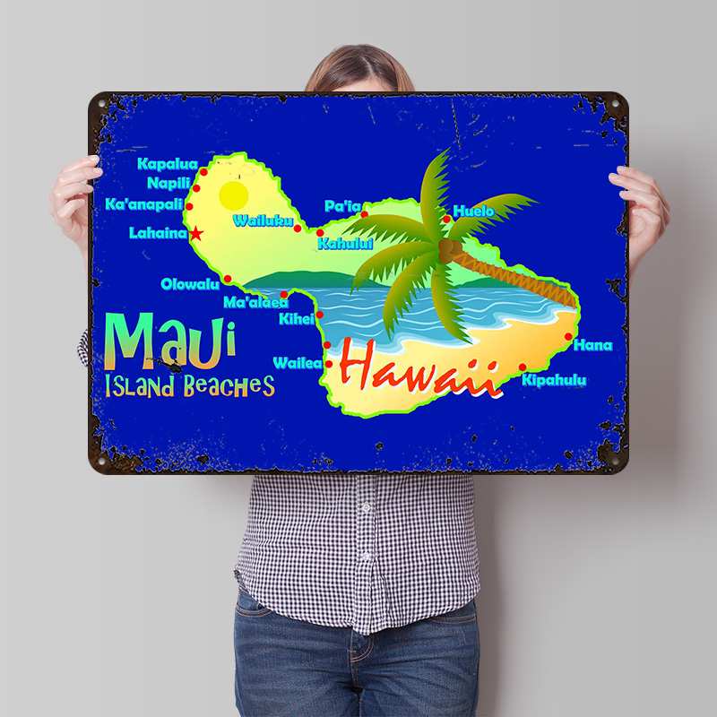 Retro Gaming Island - Poster in Latta con Mappa delle