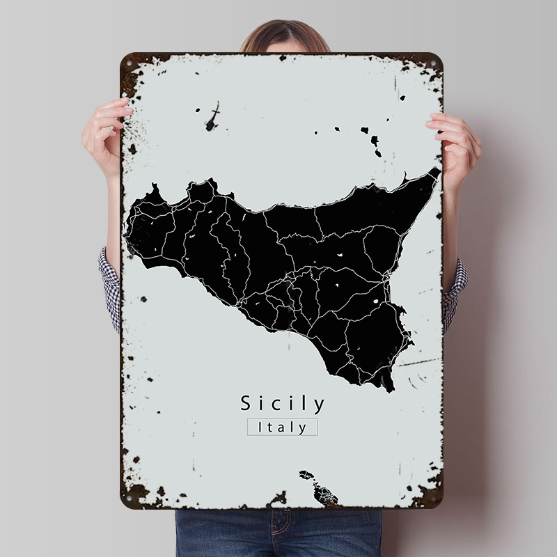 Retro Gaming Island - Mappa dell'Isola della Sicilia Poster Personalizzato